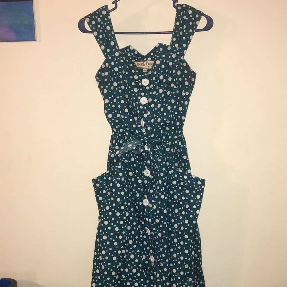 Turquoise Beach Bash Polka Dot Sun Dress Size XS